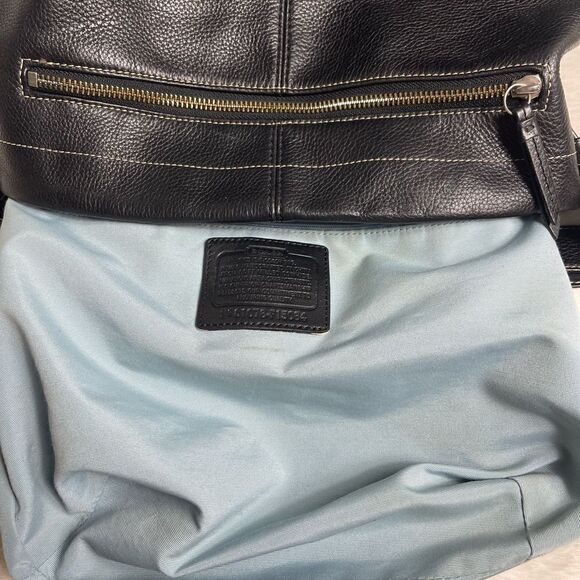 Coach black leather convertible shoulder /crossbody bag silver tone hardwares - Picture 5 of 11